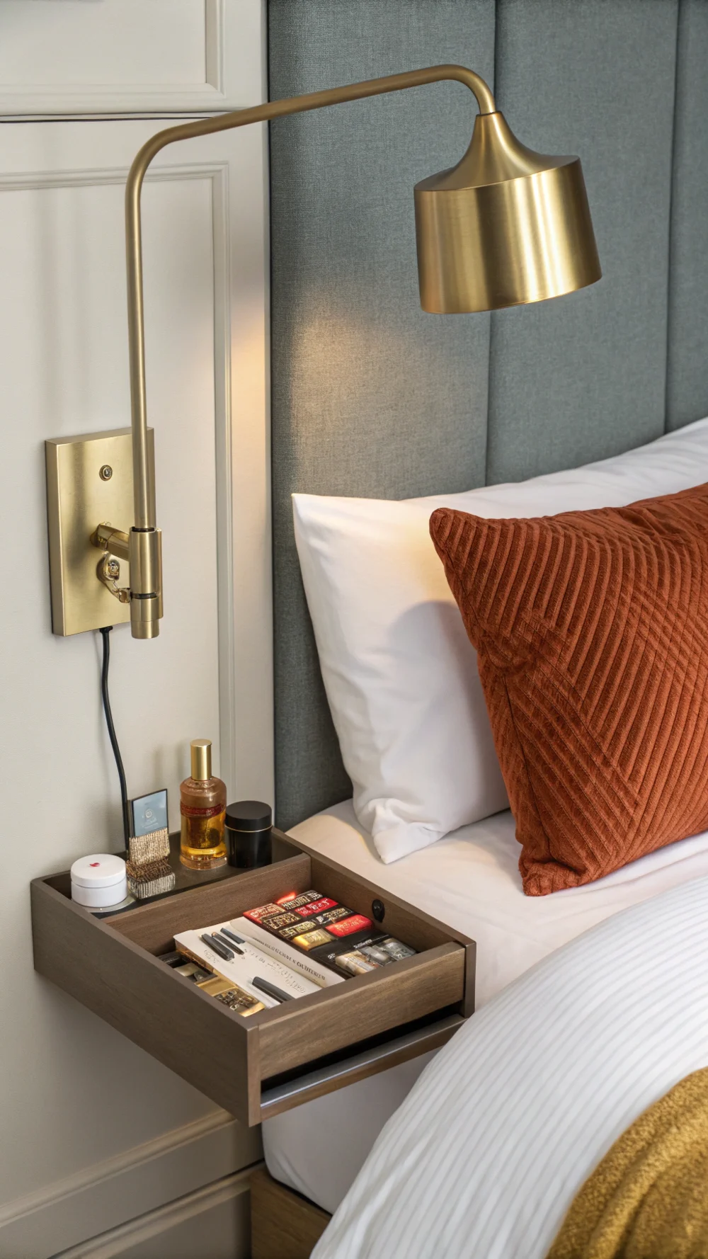 Swing-Arm Wall Sconce with Built-in Storage