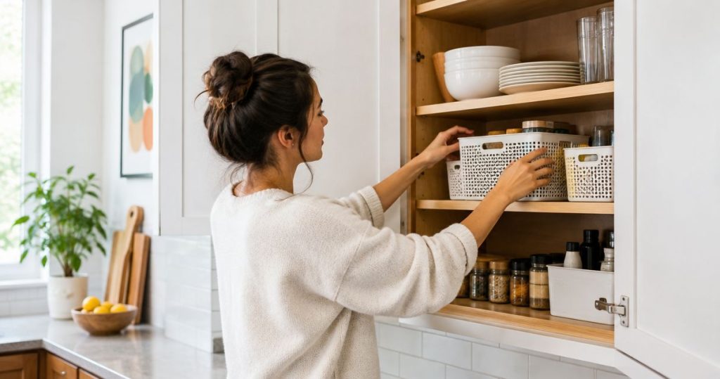Can you organize kitchen cabinets without buying new hardware?