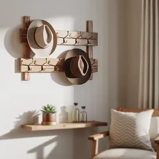 Wooden Wall Hat Rack