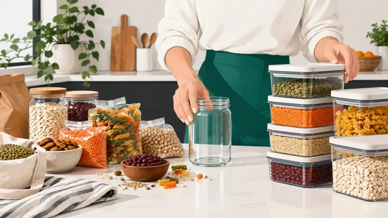 Pantry organization categories arranged in labeled pantry zones